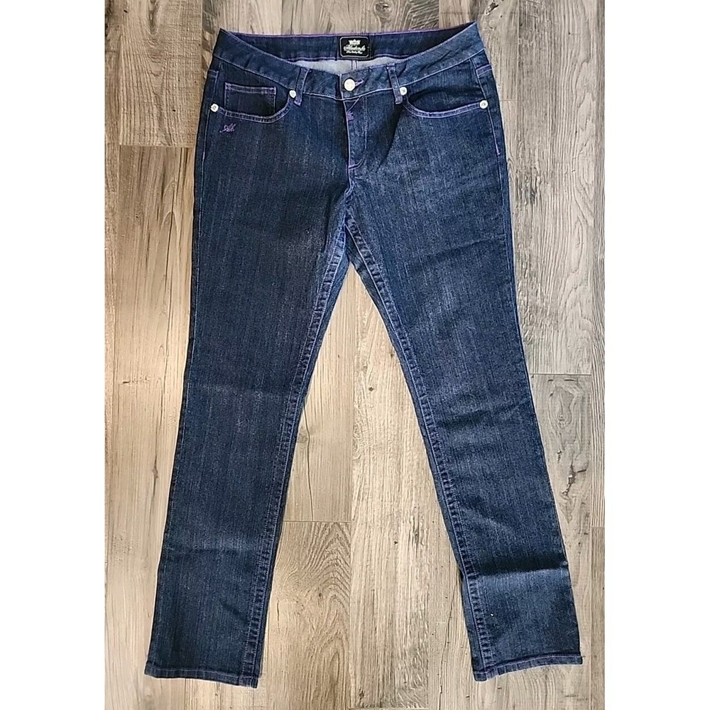 Akademics Jeans Mens Size 34 Purple Stitch Embroidered